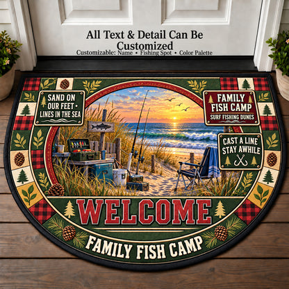 Surf Fishing Dunes - Family Fish Camp Personalized Half Round Mat | 5To9Vibe