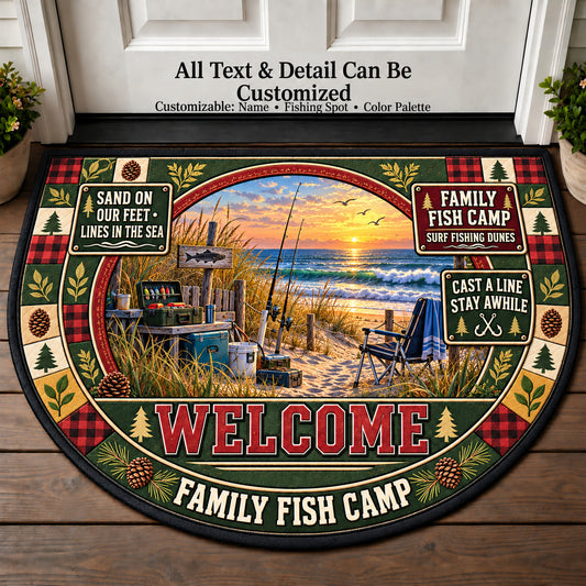 Surf Fishing Dunes - Family Fish Camp Personalized Half Round Mat | 5To9Vibe