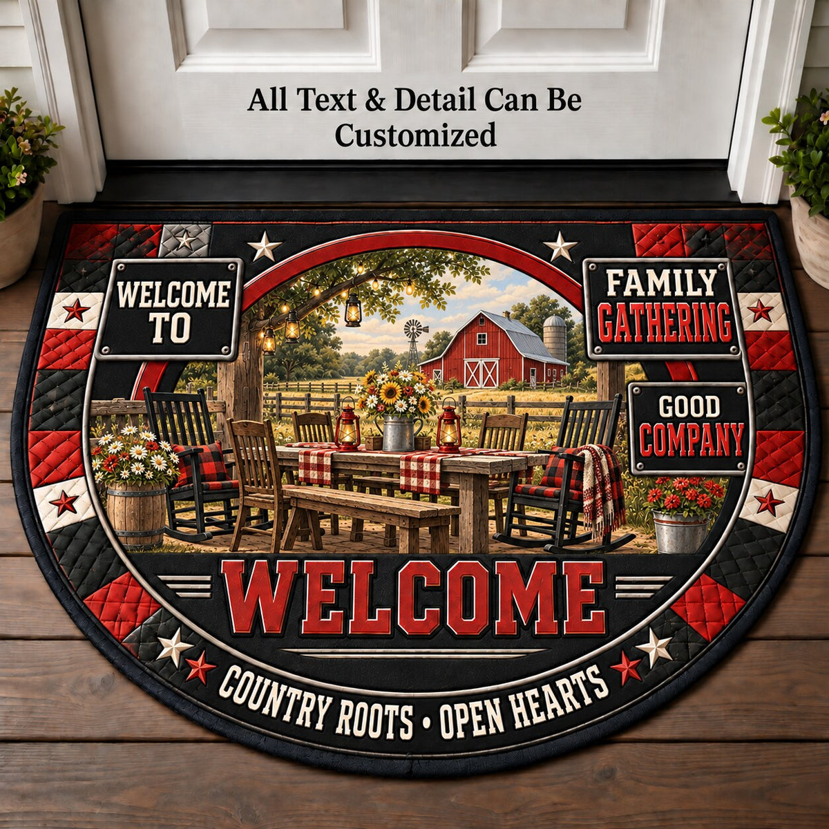 Family Gathering Personalized Half Round Mat | 5To9Vibe