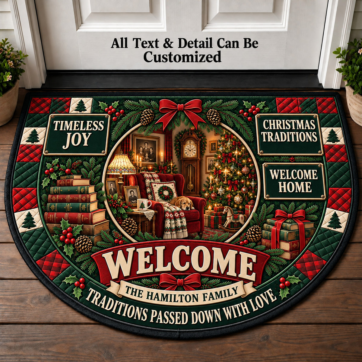 Family Heirloom Christmas Personalized Half Round Mat | 5To9Vibe