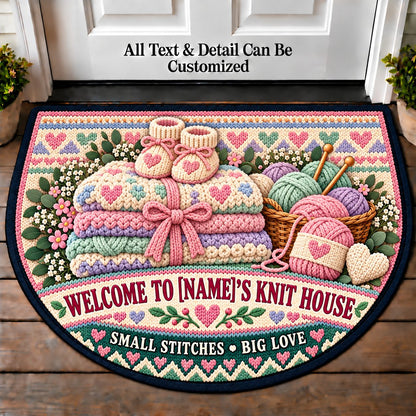 Baby Blanket - Family Knit House Personalized Half Round Mat | 5To9Vibe