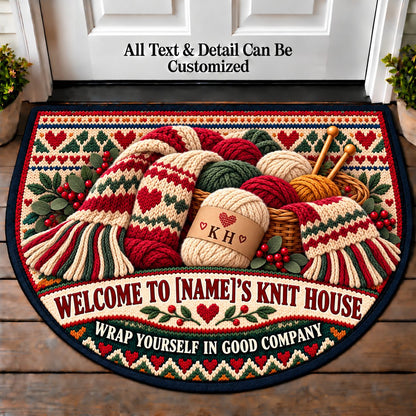 Handmade Scarf - Family Knit House Personalized Half Round Mat | 5To9Vibe