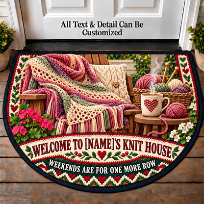Weekend Shawl - Family Knit House Personalized Half Round Mat | 5To9Vibe
