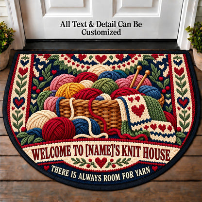 Yarn Basket - Family Knit House Personalized Half Round Mat | 5To9Vibe