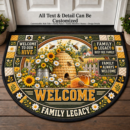 Family Legacy's Busy Bee Family Personalized Half Round Mat | 5To9Vibe