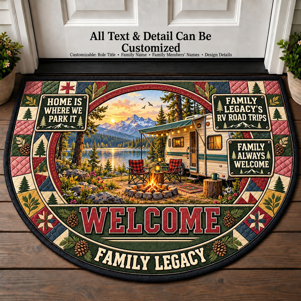 Family Legacy's RV Road Trips Personalized Half Round Mat | 5To9Vibe