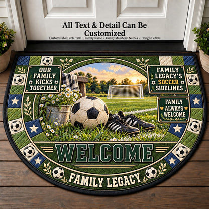 Family Legacy's Soccer Sidelines Personalized Half Round Mat | 5To9Vibe