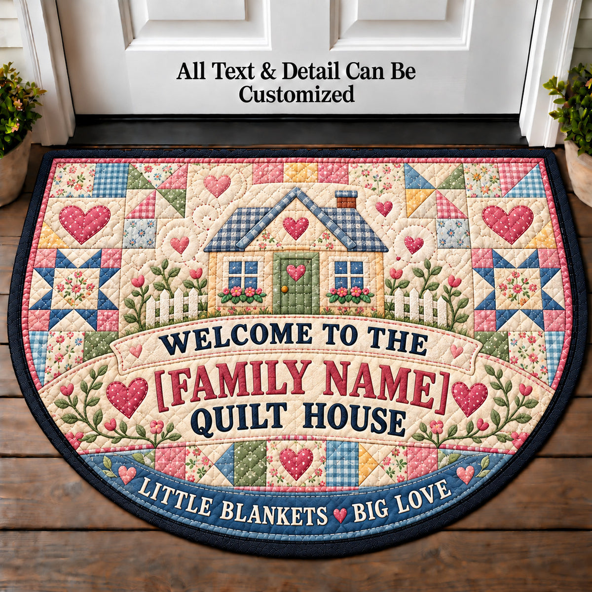 Baby Quilt Keepsake - Family Quilt House Personalized Half Round Mat | 5To9Vibe