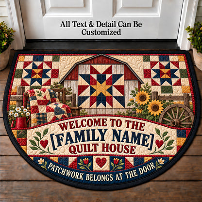 Barn Quilt Accent - Family Quilt House Personalized Half Round Mat | 5To9Vibe