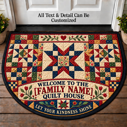 Star Quilt Block - Family Quilt House Personalized Half Round Mat | 5To9Vibe