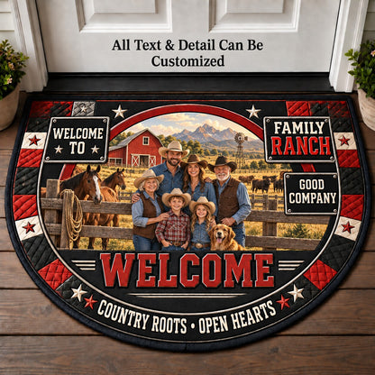 Family Ranch Personalized Half Round Mat | 5To9Vibe