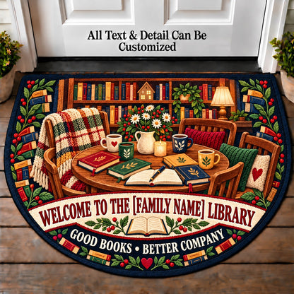 Book Club Night - Family Reading House Personalized Half Round Mat | 5To9Vibe