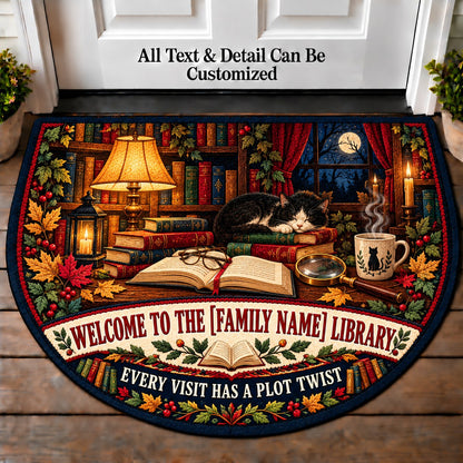 Mystery Night - Family Reading House Personalized Half Round Mat | 5To9Vibe