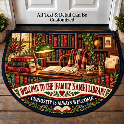 Scholarly Study - Family Reading House Personalized Half Round Mat | 5To9Vibe