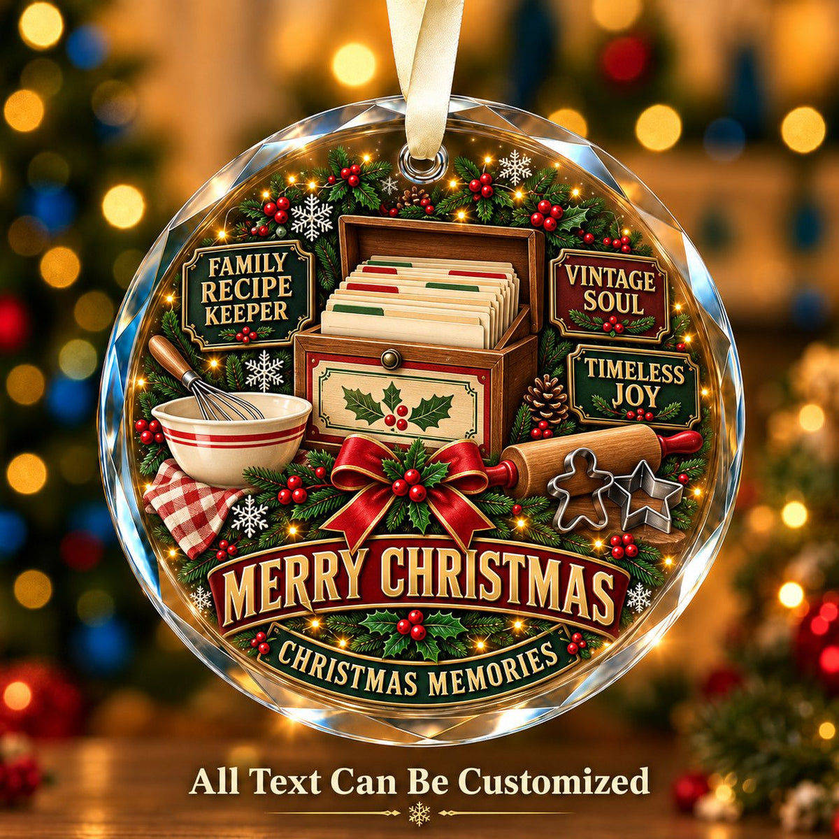Family Recipe Keeper Personalized Glass Ornament | 5To9Vibe