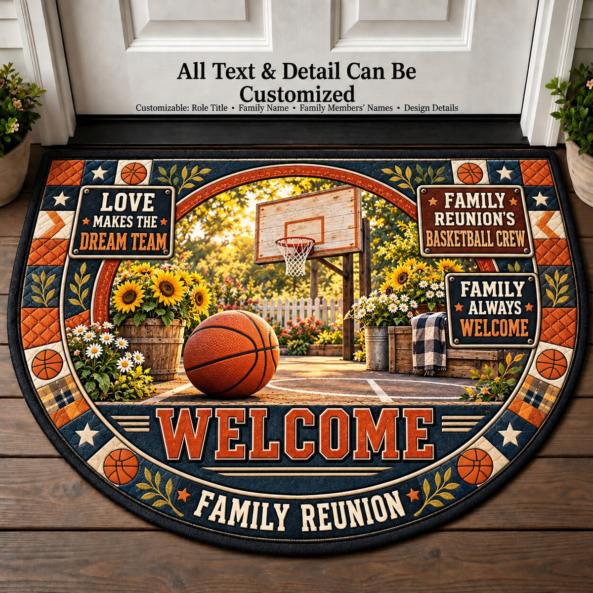 Family Reunion's Basketball Crew Personalized Half Round Mat | 5To9Vibe