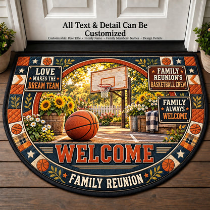 Family Reunion's Basketball Crew Personalized Half Round Mat | 5To9Vibe