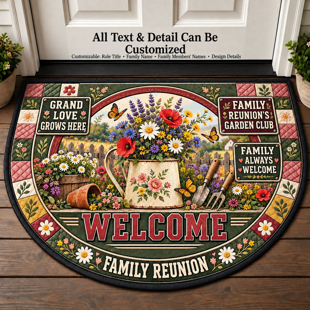 Family Reunion's Garden Club Personalized Half Round Mat | 5To9Vibe
