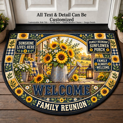 Family Reunion's Sunflower Porch Personalized Half Round Mat | 5To9Vibe