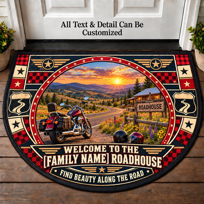 Blacktop Wildflowers - Family Roadhouse Personalized Half Round Mat | 5To9Vibe