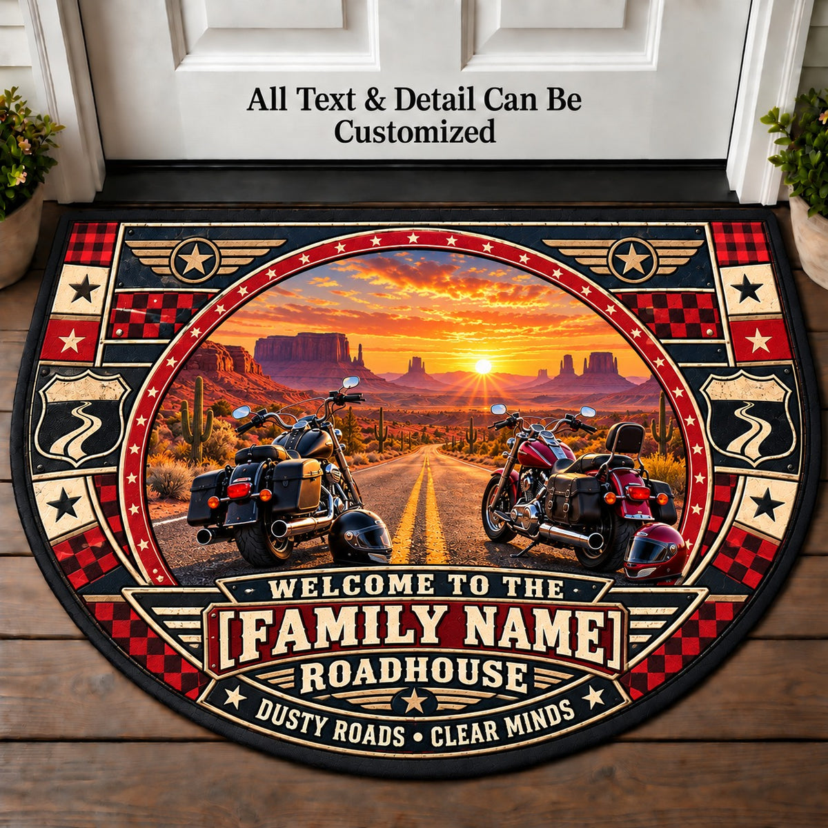 Desert Ride - Family Roadhouse Personalized Half Round Mat | 5To9Vibe