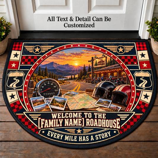 Mileage Memories - Family Roadhouse Personalized Half Round Mat | 5To9Vibe