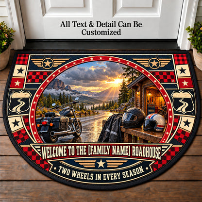 Rain or Shine Ride - Family Roadhouse Personalized Half Round Mat | 5To9Vibe