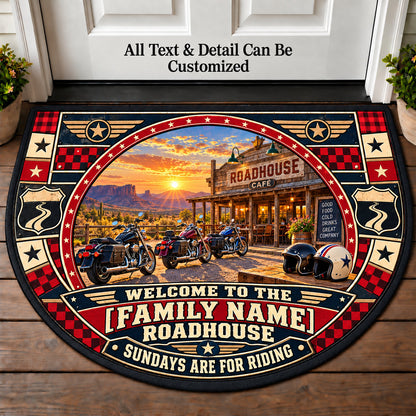 Sunday Riders - Family Roadhouse Personalized Half Round Mat | 5To9Vibe