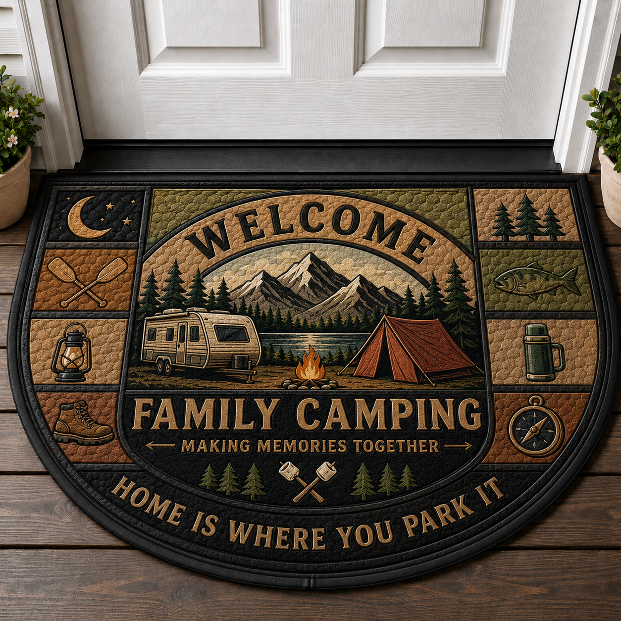 Camp Host Welcome Doormat - RV Camper & Campfire Outdoor Welcome Mat - 5to9vibe