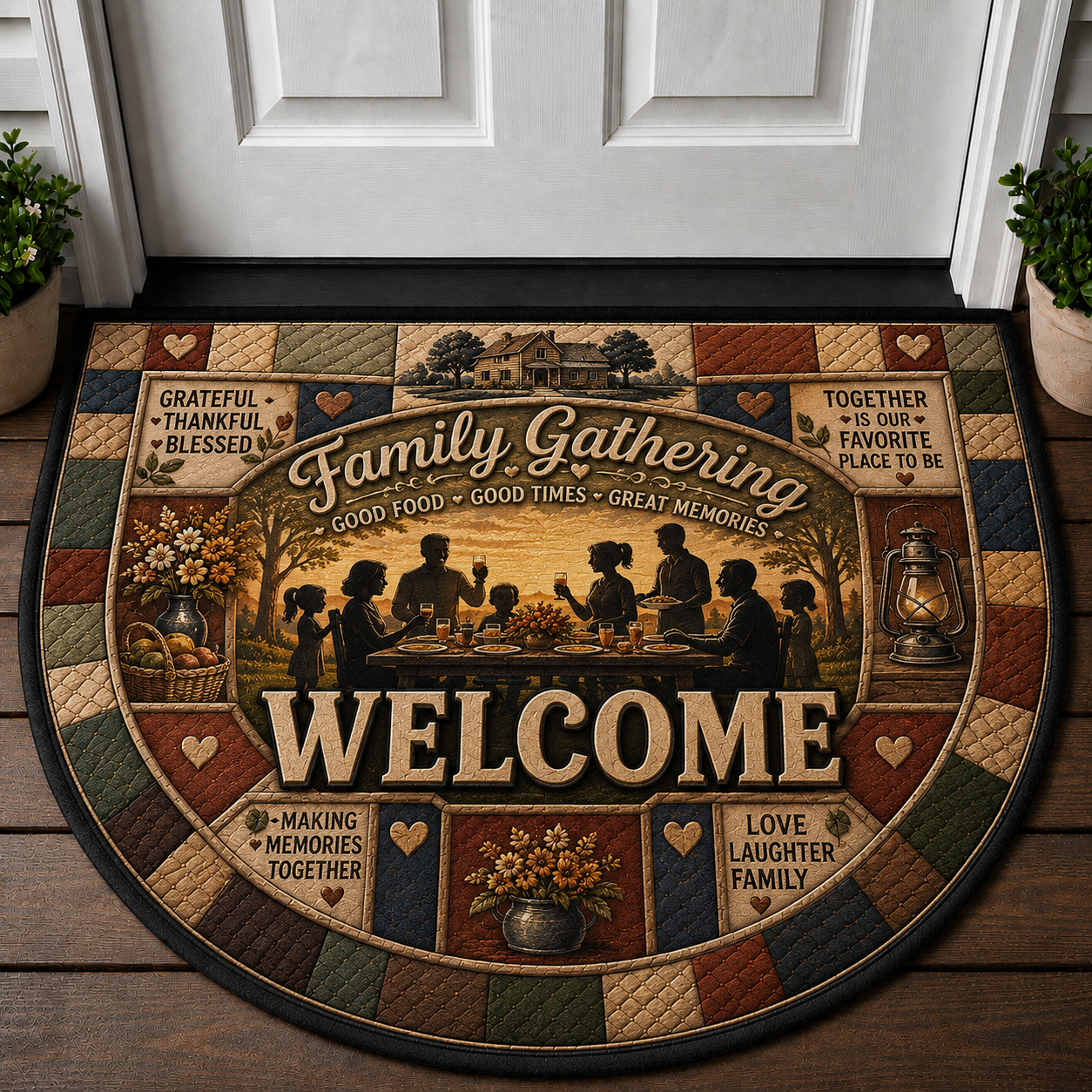 Bless This Home Doormat - Rustic Floral & House Welcome Mat - 5to9vibe