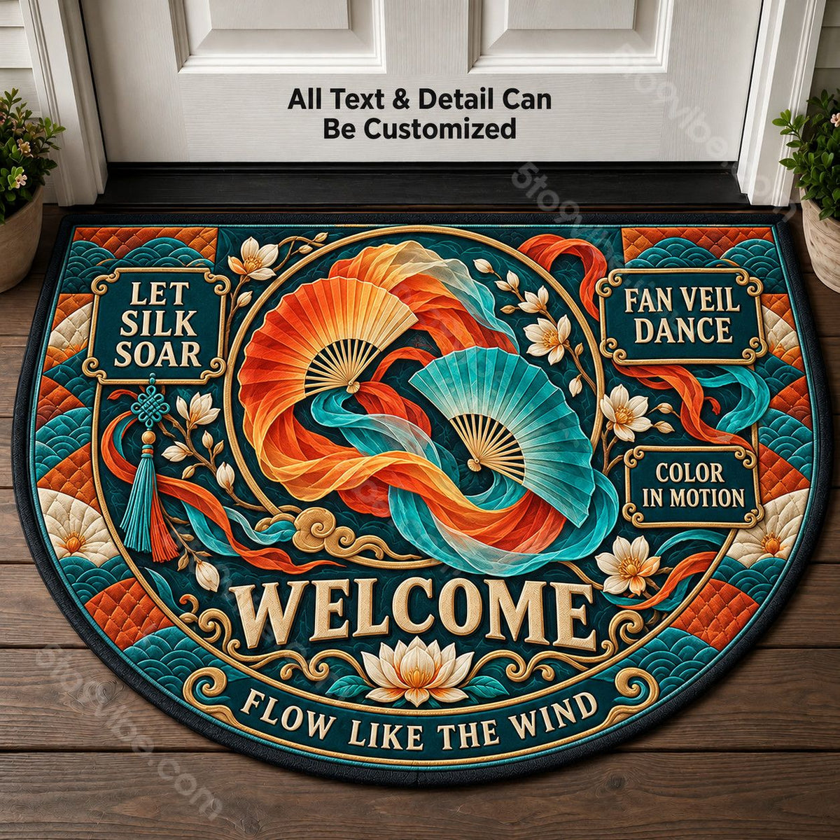 Fan Veil Dance Personalized Half Round Mat | 5To9Vibe
