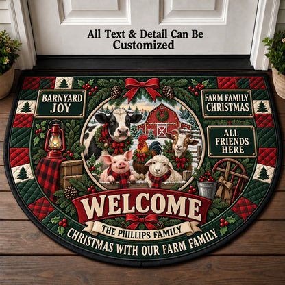 Farm Animal Family Personalized Half Round Mat | 5To9Vibe