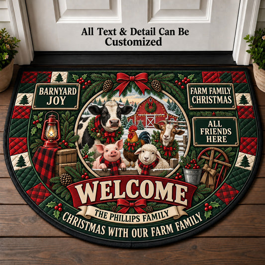 Farm Animal Family Personalized Half Round Mat | 5To9Vibe