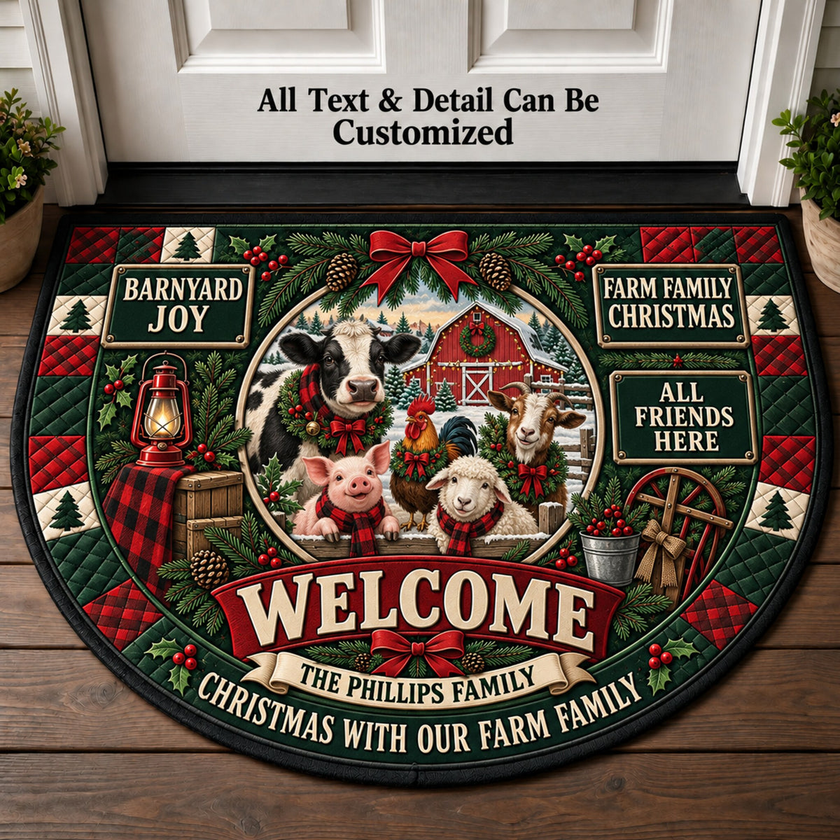 Farm Animal Family Personalized Half Round Mat | 5To9Vibe
