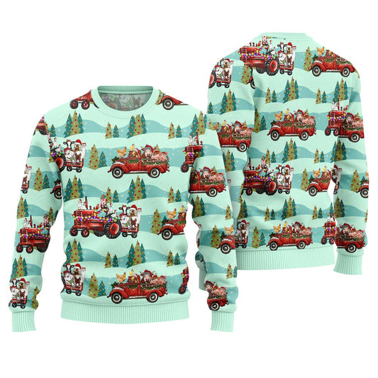 Farm Animals Truck Ugly Christmas Sweater