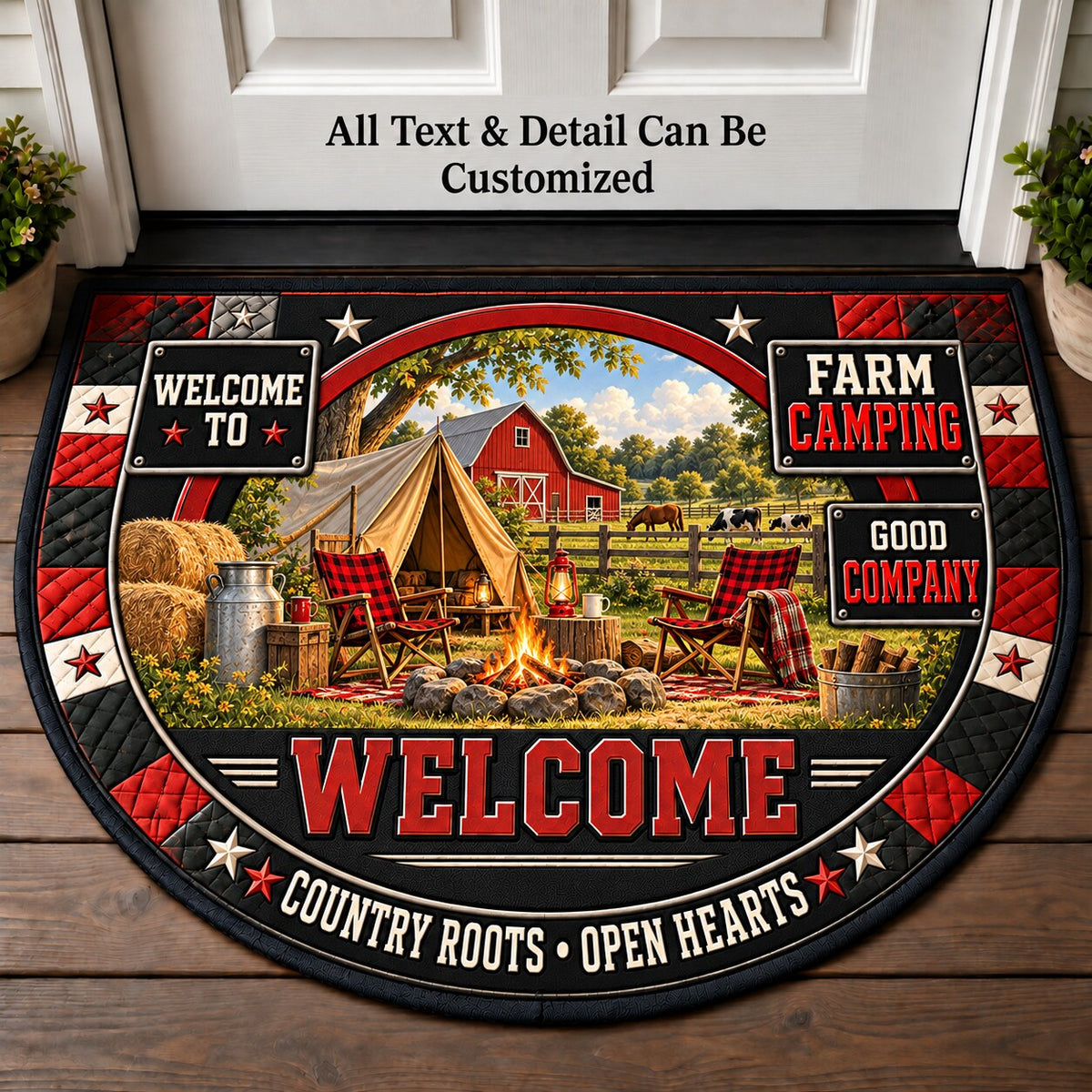 Farm Camping Personalized Half Round Mat | 5To9Vibe