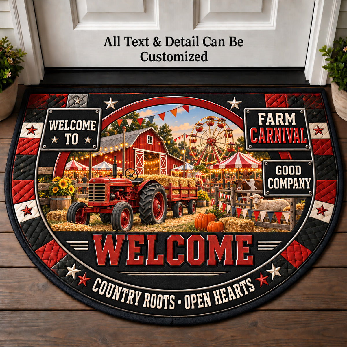 Farm Carnival Personalized Half Round Mat | 5To9Vibe