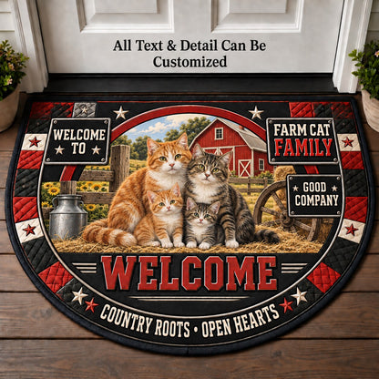Farm Cat Family Personalized Half Round Mat | 5To9Vibe