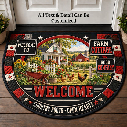 Farm Cottage Personalized Half Round Mat | 5To9Vibe