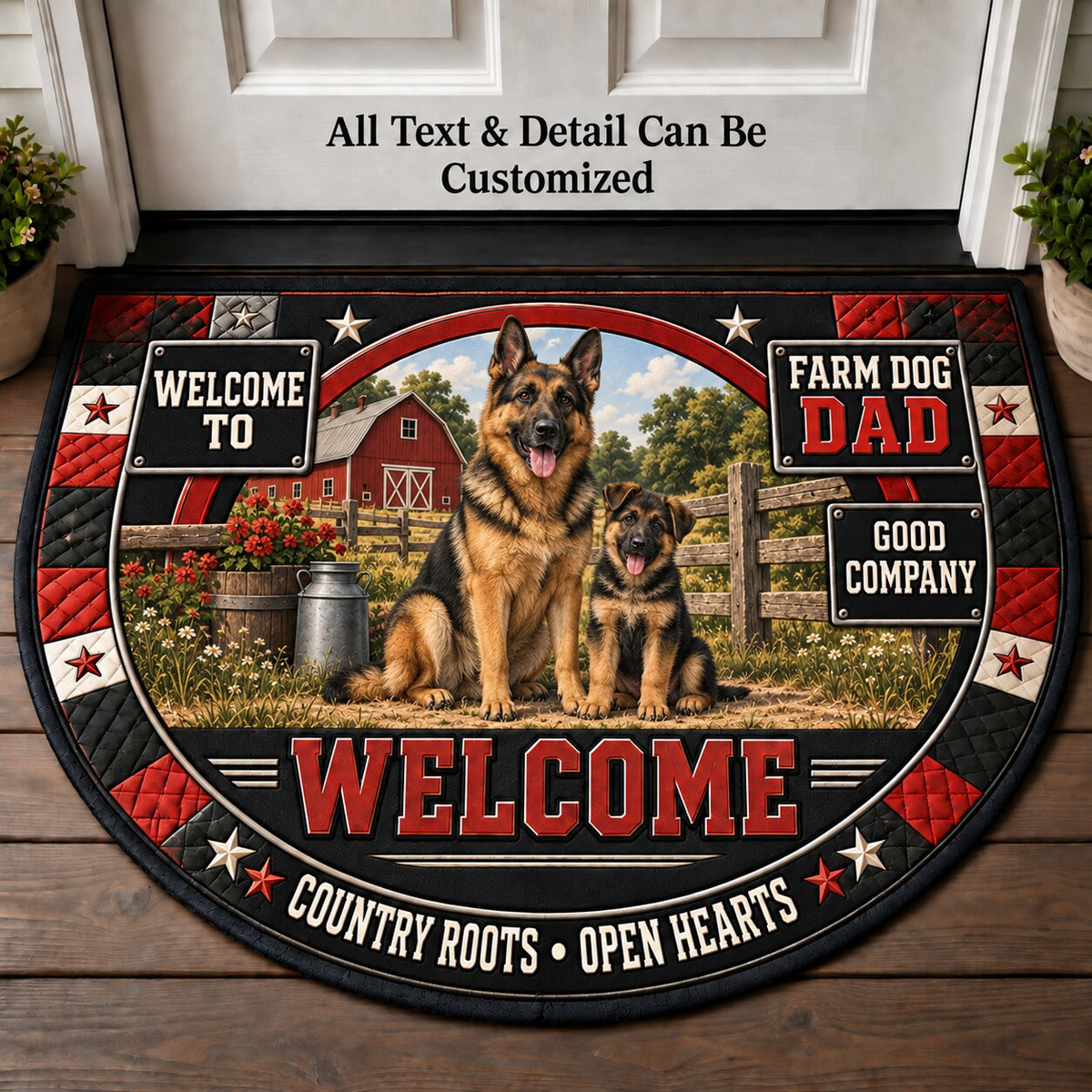 Farm Dog Dad Personalized Half Round Mat | 5To9Vibe