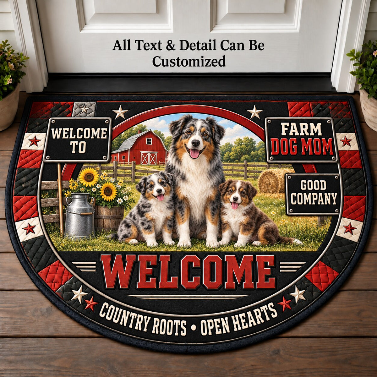 Farm Dog Mom Personalized Half Round Mat | 5To9Vibe