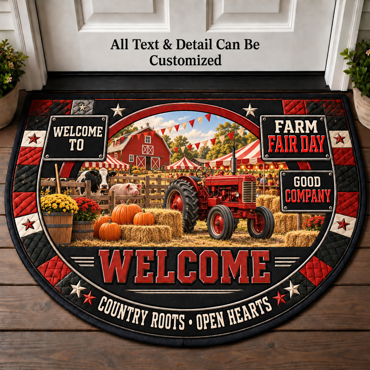 Farm Fair Day Personalized Half Round Mat | 5To9Vibe