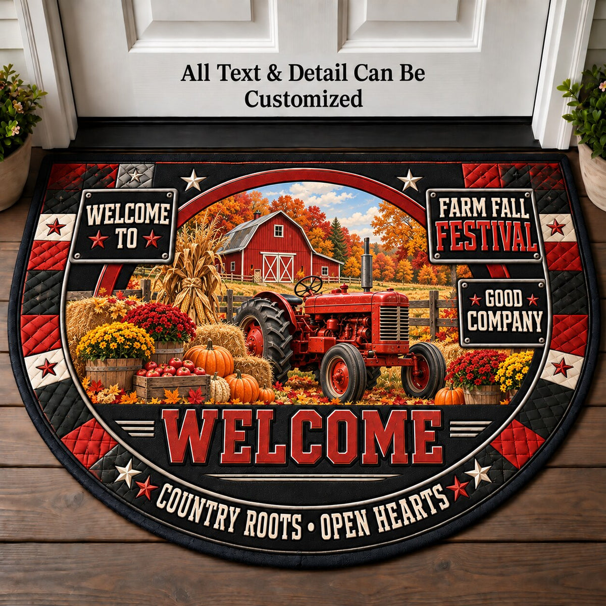 Farm Fall Festival Personalized Half Round Mat | 5To9Vibe