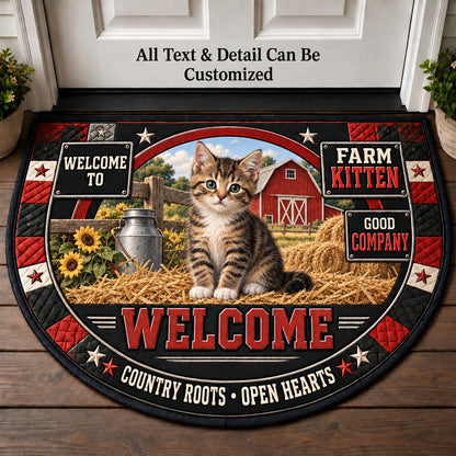 Farm Kitten Personalized Half Round Mat | 5To9Vibe
