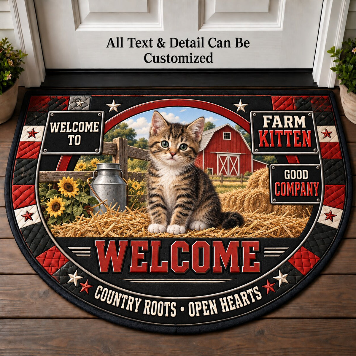Farm Kitten Personalized Half Round Mat | 5To9Vibe
