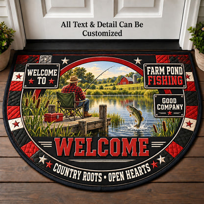 Farm Pond Fishing Personalized Half Round Mat | 5To9Vibe
