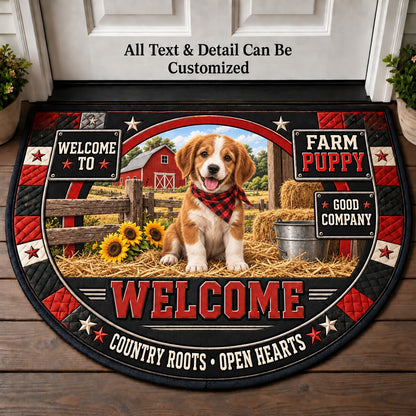 Farm Puppy Personalized Half Round Mat | 5To9Vibe