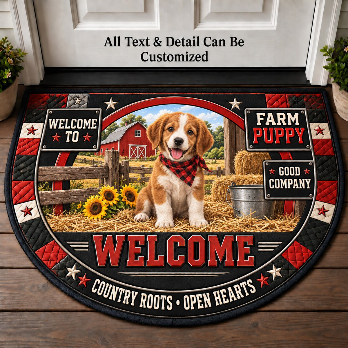 Farm Puppy Personalized Half Round Mat | 5To9Vibe
