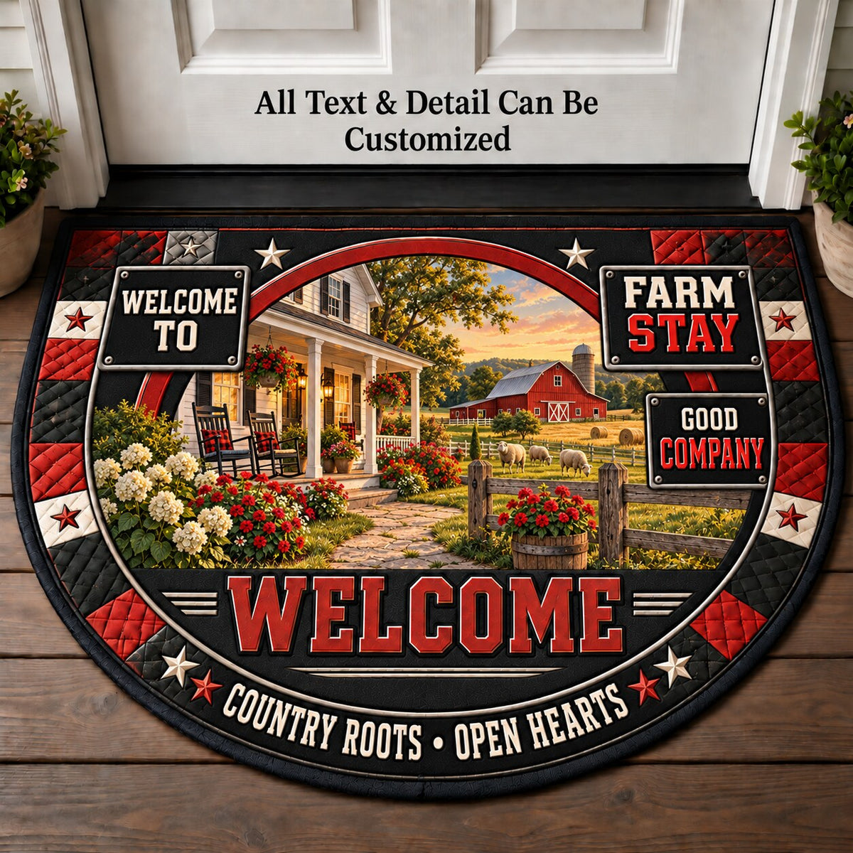 Farm Stay Personalized Half Round Mat | 5To9Vibe