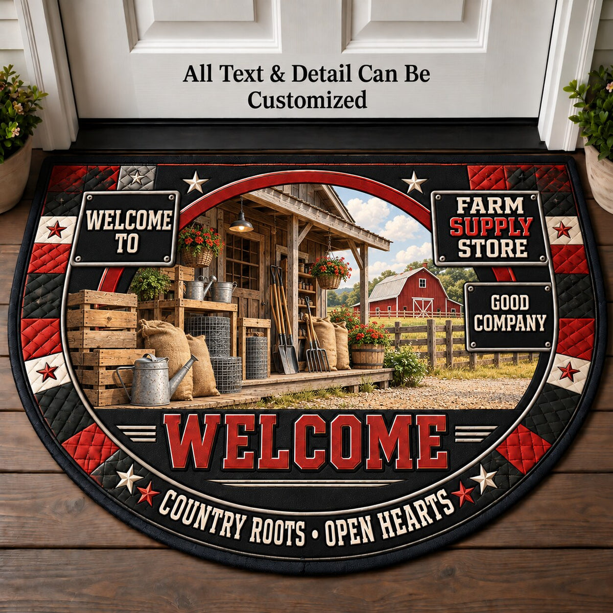 Farm Supply Store Personalized Half Round Mat | 5To9Vibe